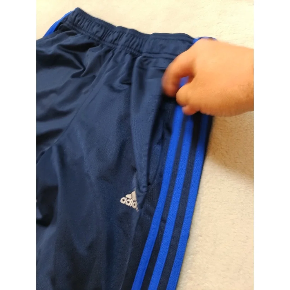 Adidas Trackpants Mens Sz M Navy Blue Basketball Logo Athletic Casual Pockets